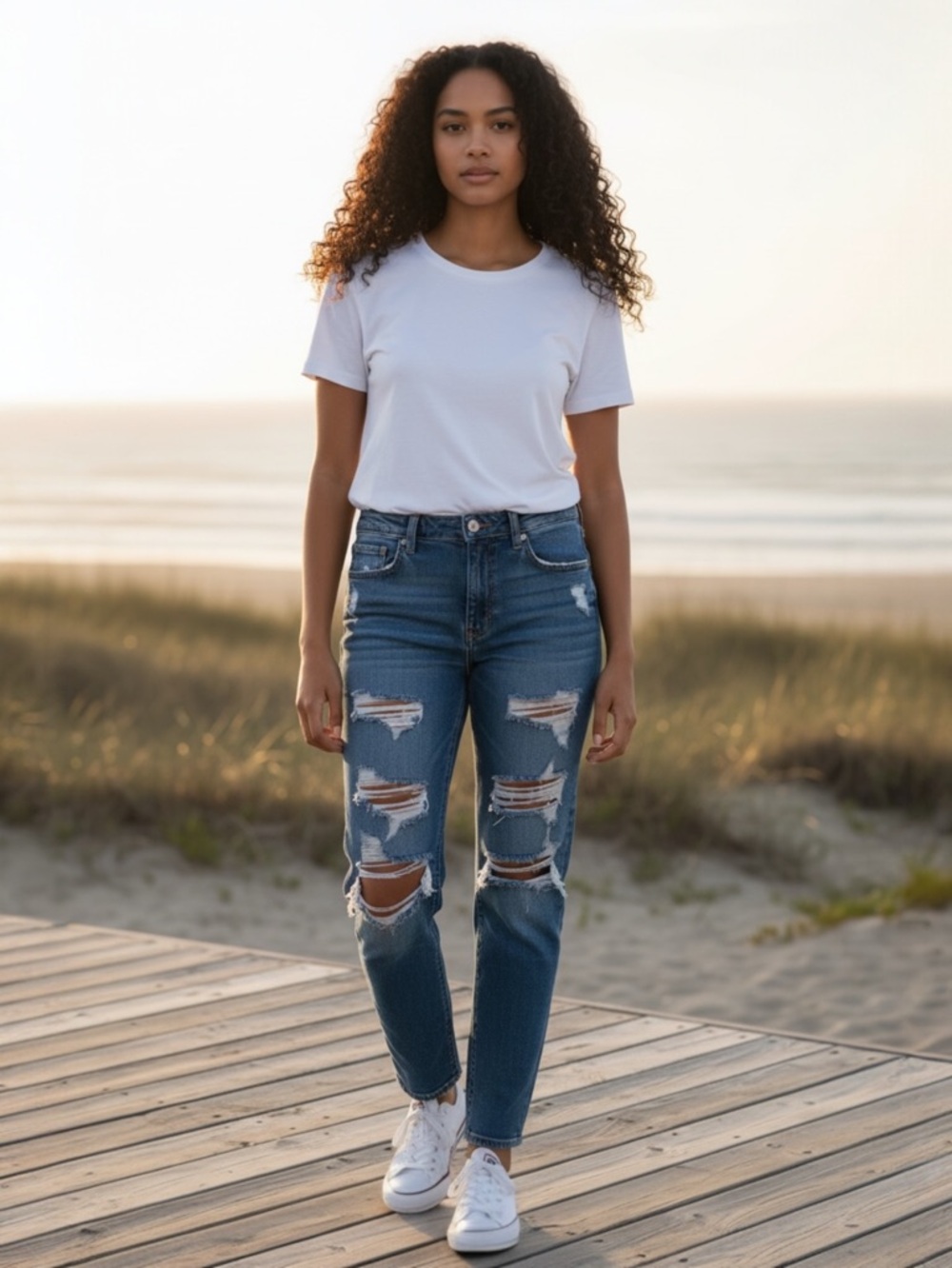 Fashion Nova High-Rise Distressed Jeans - Blue Woman’s 5